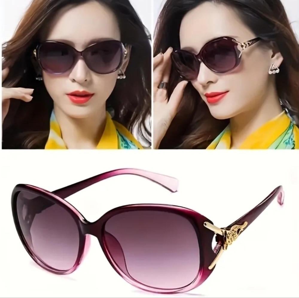 Classy Red  W/ Gold Fox Accents  Sunglasses. Nrw!
